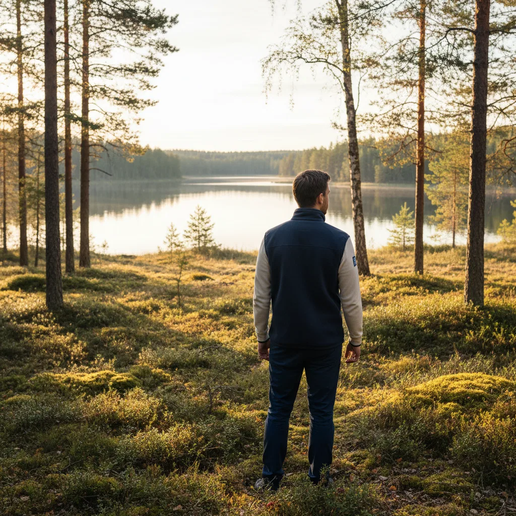 Aktiv man i naturen som representerar välbefinnande och daglig vitalitet